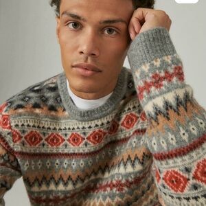 🔥NWOT Lucky Brand Men's Intarsia Nordic Sweater. Size M